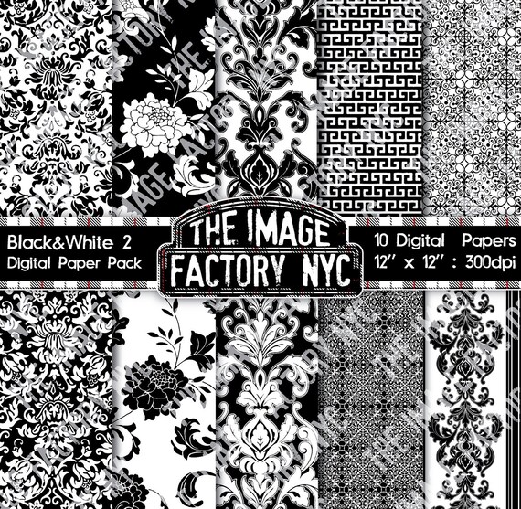 Black & White Vintage Wallpaper and Damask Inspired Digital | Etsy