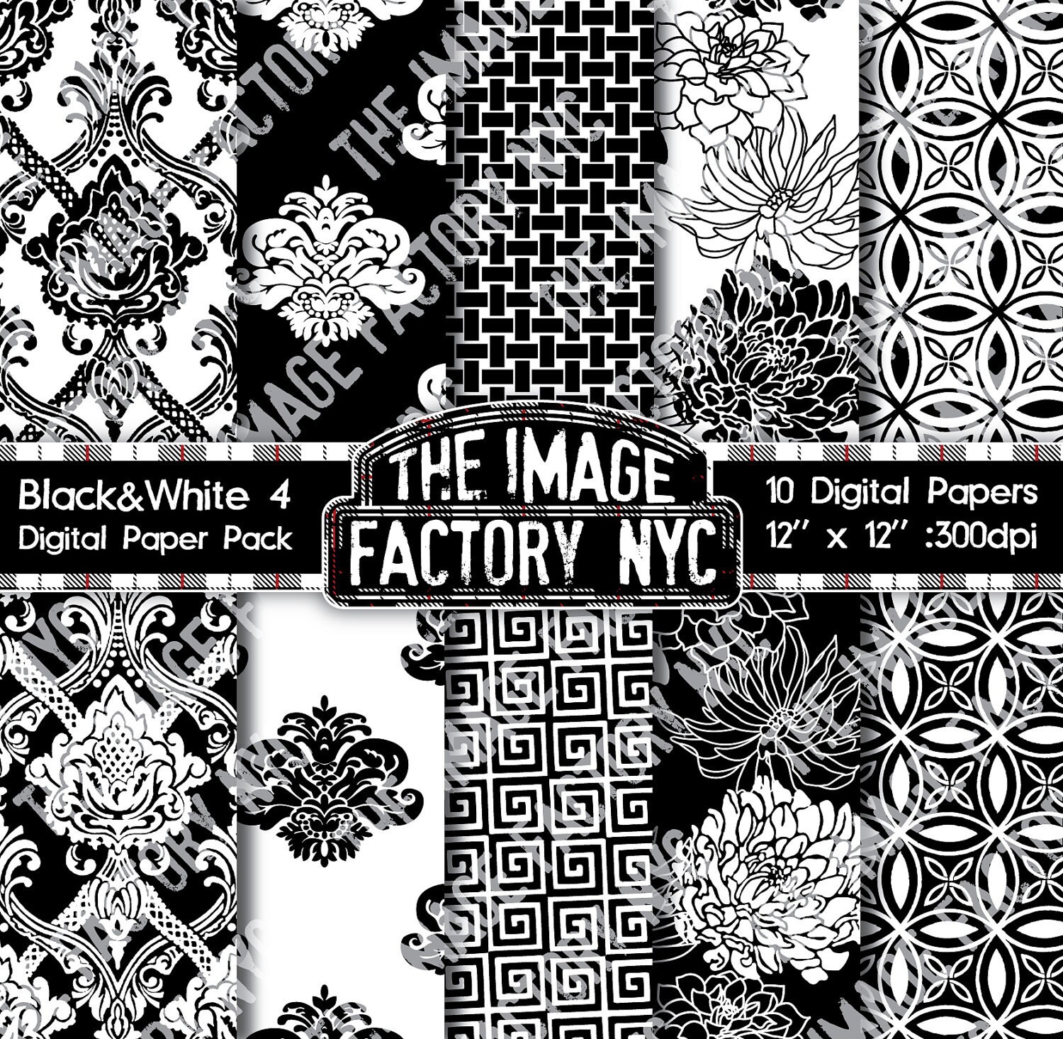 Black & White Vintage Wallpaper and Damask Inspired Digital | Etsy