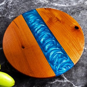 Handmade Lazy Susan Turntable – American Made Alder Wood and Resin Serving Tray - 14&quot;, 13&quot; & 20&quot; Diameter