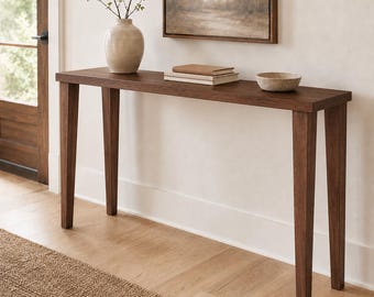 Solid Wood Console Table, Narrow Entryway Table, Behind Couch Sofa Table, Hallway Table, Walnut White Oak Cherry Hardwood Furniture