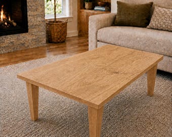 Skandinavischer Couchtisch | Couchtisch aus weißer Eiche | Japandi-Couchtisch | Handgefertigter Massivholz-Wohnzimmertisch | Moderne Möbel