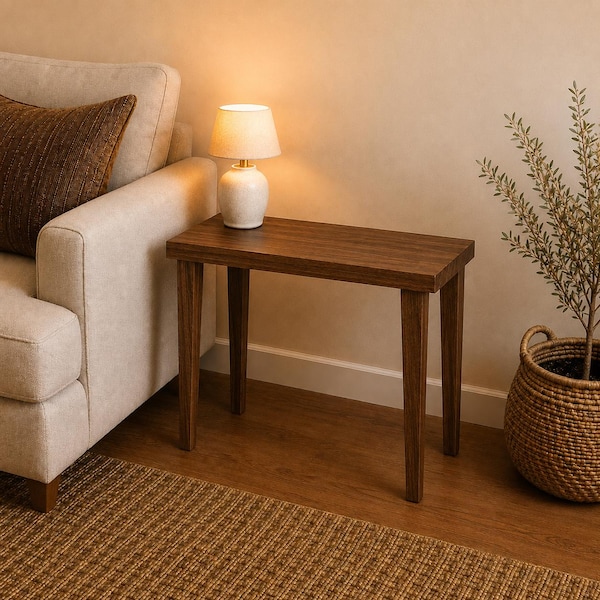 Handmade Solid Wood End Table | Walnut Side Table | Narrow Accent Table | Modern Drink Table | Plant Stand | White Oak Cherry Ambrosia Maple