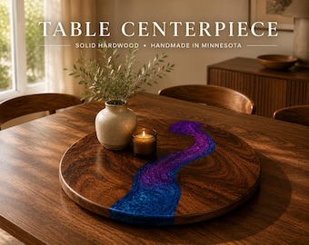 Tischdekoration aus Walnussholz | Individuelle Tischdekoration im Fluss-Stil aus Kunstharz | Tischdekoration | Handgefertigte Tischdekoration aus Hartholz | Moderner Landhausstil
