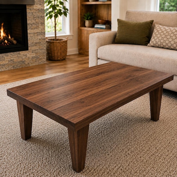 Solid Wood Coffee Table | Walnut Coffee Table | White Oak Coffee Table | Handmade Living Room Table | Modern Hardwood Furniture