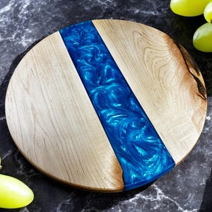 Handmade Lazy Susan Turntable – American Made Maple Wood and Resin Serving Tray - 14&quot;, 13&quot; & 20&quot; Diameter