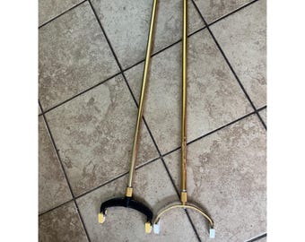 Vintage Allen R Shuffleboard Co ARCO Cues Pair Gold Aluminum 75 Inch Florida