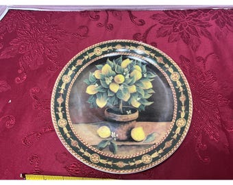 Formalities by Baum Bros Mediterranean Collection Lemons Decorative Plate 8 inch