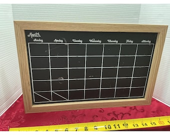 Calendario mensual con marco de madera, pizarra decorativa para pared, planificador negro de 16x10 pulgadas.