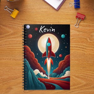 Personalisiertes Spiral-Notizbuch für Kinder - Weltraumforscher-Zeitschrift, Geschenk für Kinder, Schulanfang, kreatives Schreiben, Geburtstagsgeschenk