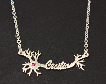 Personalized Custom Name Neuron Necklace - Science Anatomy Jewelry, Gift for Daughter, Mother, Teacher, Girlfriend, Graduation, Best Friend