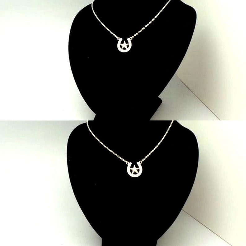 Lucky Horseshoe Cowboy Texas Necklace Choker 925 Sterling Silver Texas Necklace Birthstone Jewelry Star Cowboy Horse Shoe Jewelry