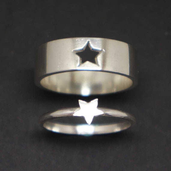 Star Couple Set Promise Ring Star Jewelry Celestial Ring Alternative Engagement Wedding Matching Ring Star Ring His and Her Ring Etsy