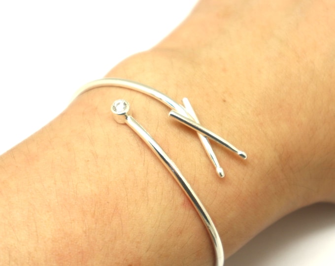 Sterling Silver Drummer Bracelet with Custom Birthstone