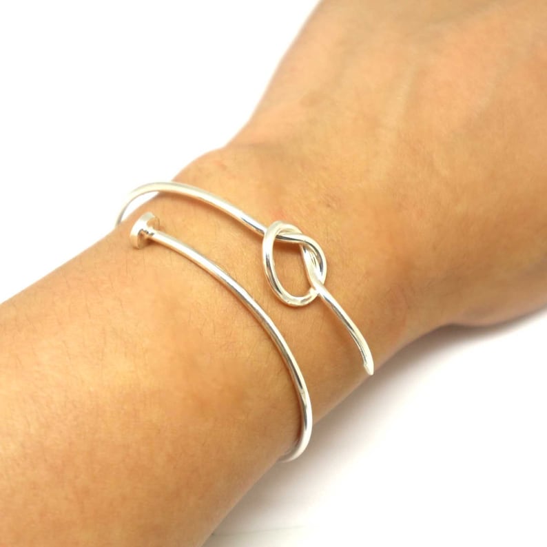 Knot Cuff Bracelet Gift for Best Friend Aunt 30th Birthday GirlFriend Christmas Silver Nail Bracelet Bangle Wife Mom 21st