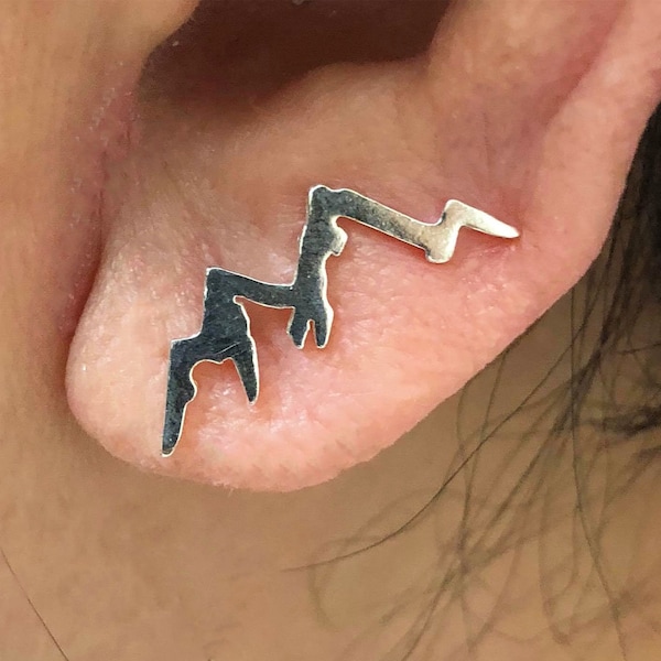 Zilveren bergoorklimmeroorbel - bergsieraden, bergbeklimmer, cadeau voor klimmer, wandelring, bergliefhebbers, skicadeau, kampcadeau, kerstmis