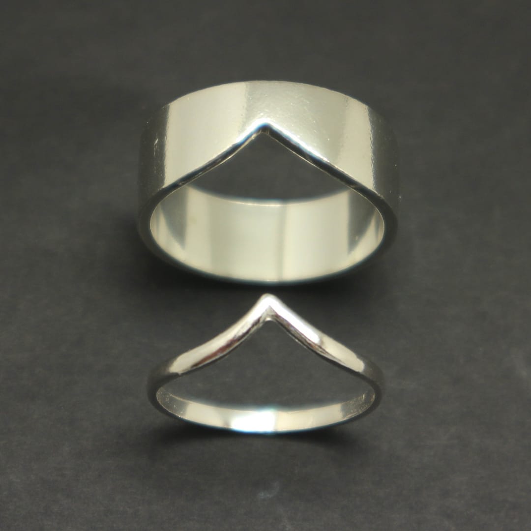 Chevron Couple Set Promise Ring Geometric Jewelry Minimalist