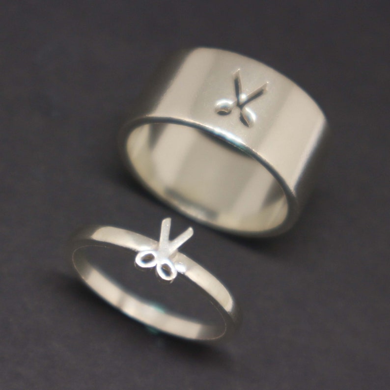 Scissors Couple Promise Ring Set Hairdresser His and Her Etsy