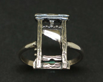 Silver Guillotine Ring - French Revolution Gift for Unisex Both Men, Women, Memorial, Remembrance