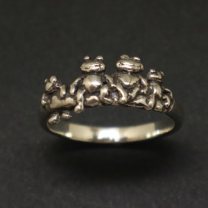 Silver Unique Family Frog Ring Jewelry for Mother or Wife