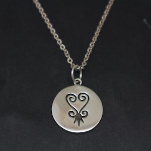 Silver Sankofa African Symbol Necklace Pendant - Custom African Symbol Necklace, Adinkra Necklace, Adinkra Jewelry