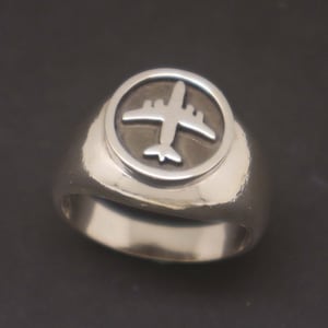 Pilot Graduation Gift Airplane Signet Ring - Aviator Gift for Dad, Father&#39;s Day, Husband, Grandson, Brother, Birthday Anniversary
