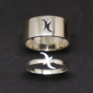 Bague de promesse lune bisexuelle pour couples - bijoux croissant de lune, bague alternative unique pour mariage pour elle et lui, cadeaux transgenres Lgbt