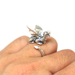 Silver Dragon Ring - Dragon Jewelry, Dragon Gift, Fantasy Jewelry, Dragon Lovers Gift, Dragon Scale Wing, Dragon Jewellery