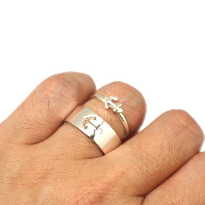 Anchor Couple Set Promise Ring Anchor Jewelry Nautical Etsy