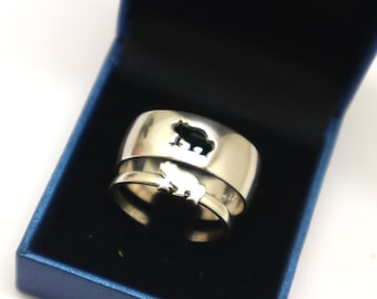 Silver Frog Promise Ring for Couples Frog Jewelry Matching His