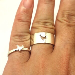 Chicken Promise Ring for Couple - Chicken Jewelry, His and Her Matching ...