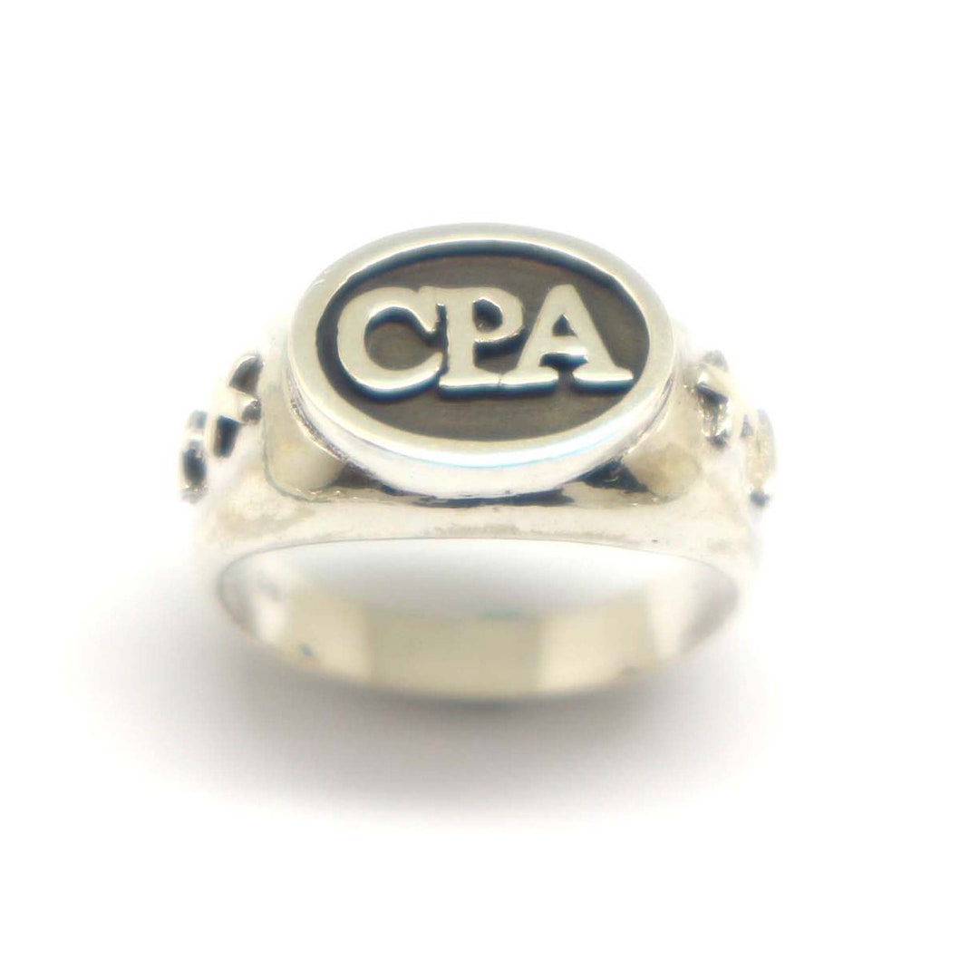 Anillo de sello de contador público certificado (CPA) de plata