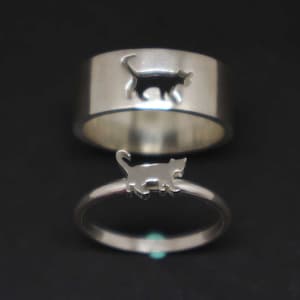 Sterling Silber Katzen Ring für Männer und Frauen - Katzen Schmuck, Katzen Liebhaber Geschenk für Männer und Frauen, Katzen Dame Geschenk