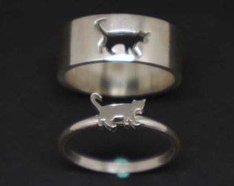 Sterling Silver Cat Ring: Personalized Custom Gift for Boyfriend Girlfriend