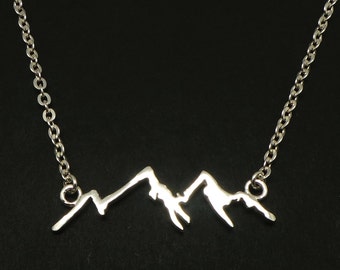 Mountain Range Colorado Necklace - Silver Mountain Range Jewelry, Mountain Scape Necklace, Inspirational, Motivational, Mountaineer