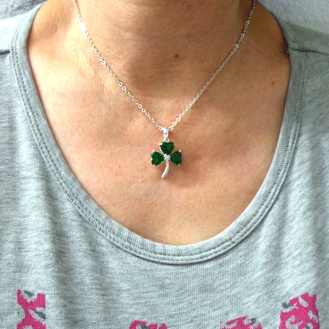 【STONEHENgE】Silver Material Cubic Clover Necklace SC24D43P Silver Clover Necklace, Silver Four Leaf Clover Pendant