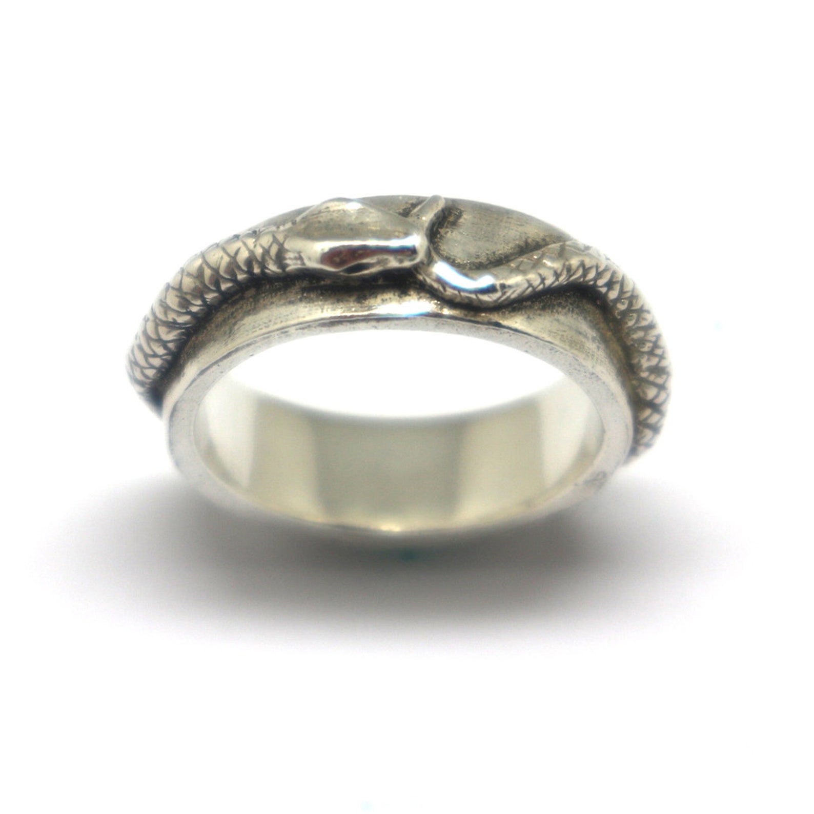 Silver Snake Ouroboros Men Ring Snake Jewelry Snake Biting | Etsy