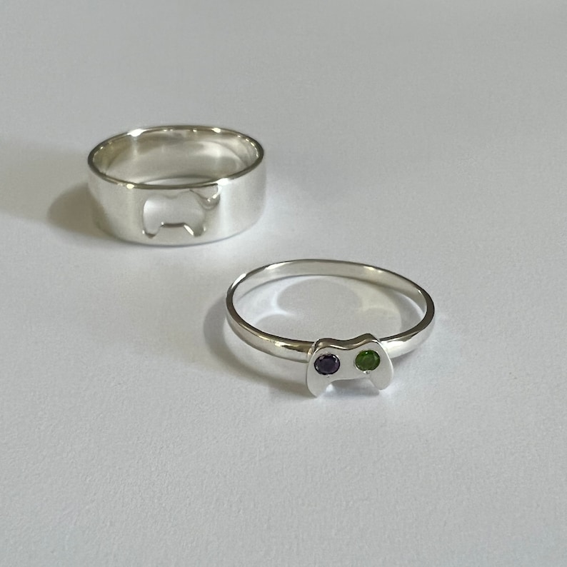 Video Gamer Promise Ring for Couples Controller Joystick Jewelry, Unique Matching His and Her Alternative Ring, Gifts for Game Players image 10