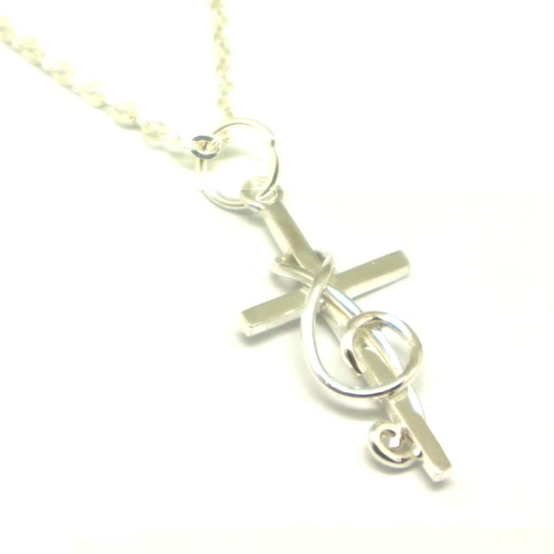 Music Note Cross Necklace Pendant Treble clef Jewelry Gift Etsy