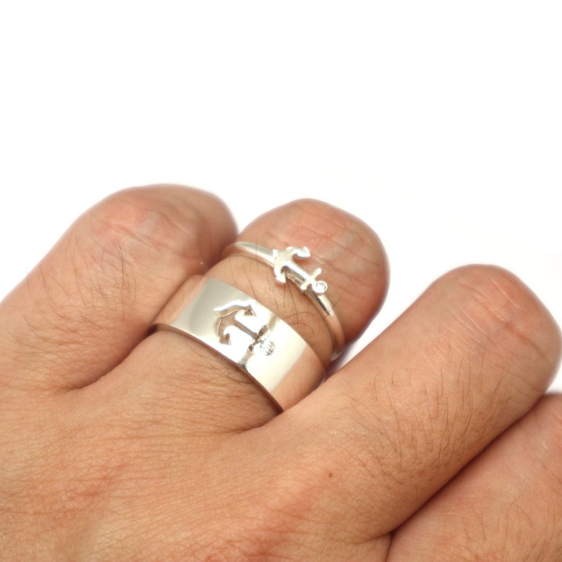 Anchor Couple Set Promise Ring Anchor Jewelry Nautical Etsy