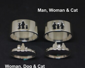 Custom Family Matching Promise Ring for Couples - Personalized Men, Women, Son, Daughter, Dog, Cat and Pet Custom Ring