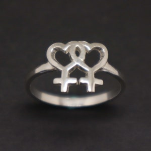 Silver Lesbian Ring - Lgbt Pride Jewelry, Gay Pride Gifts for Her, Women, Girl, Best Friend, Friendship, Lesbian Symbol, Equality, Feminist