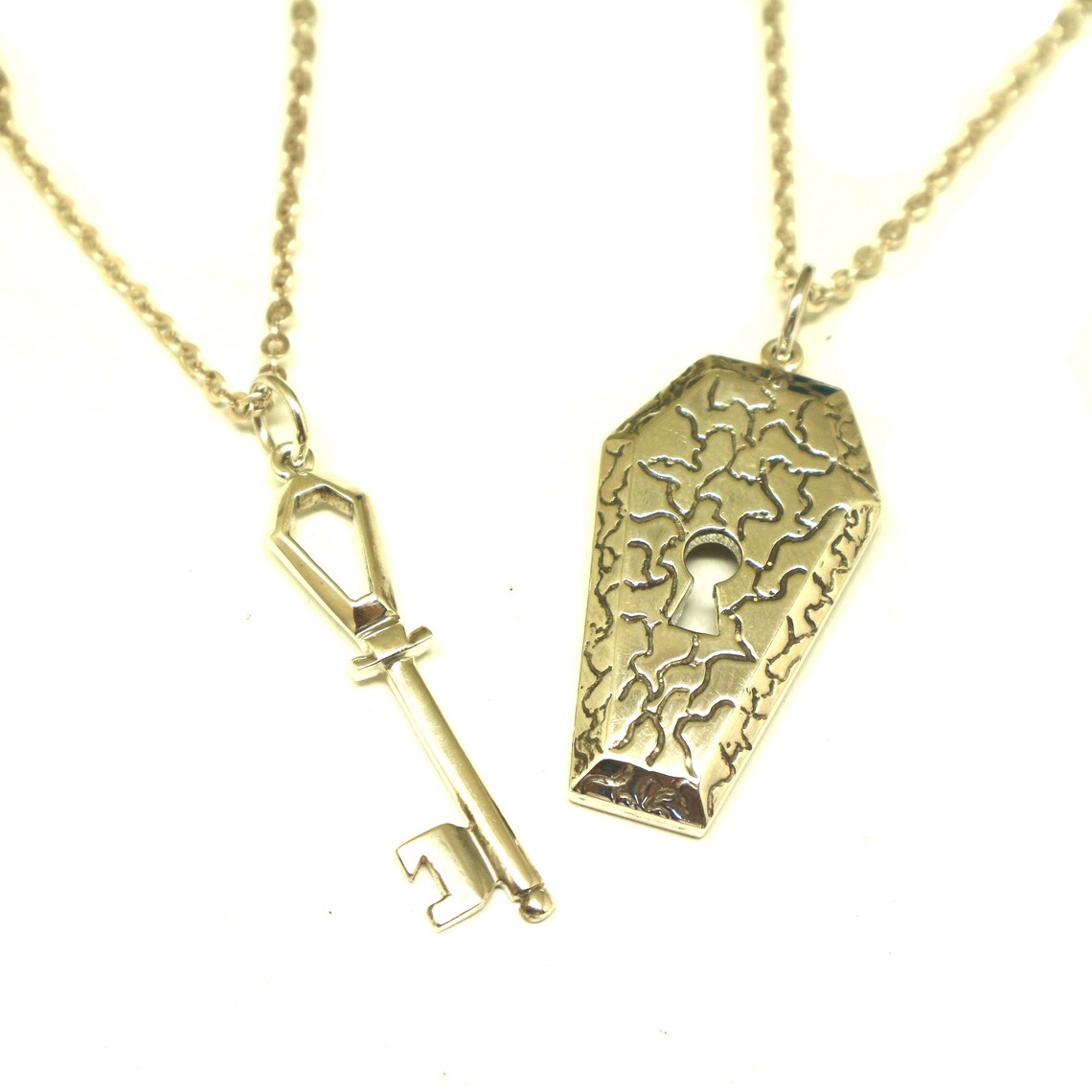 Silver Coffin Key Lock Necklaces Matching Couple Necklace Etsy