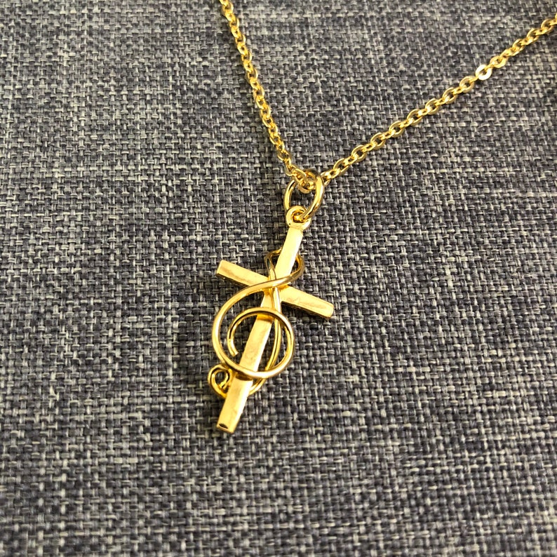 Music Note Cross Necklace Pendant Treble clef Jewelry Gift Etsy