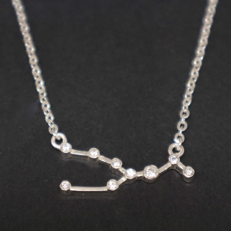 Taurus Jewelry Zodiac Sign Jewelry Birthstone Necklace Sterling Silver Taurus Constellation Necklace Star Astrology Necklace