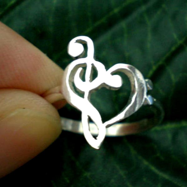Silver Music Note Ring - Gift for Graduation, Thank You, Daughter, Mother In Law, DJ, Drummers, Teacher, Friendship, Coworker, Wife