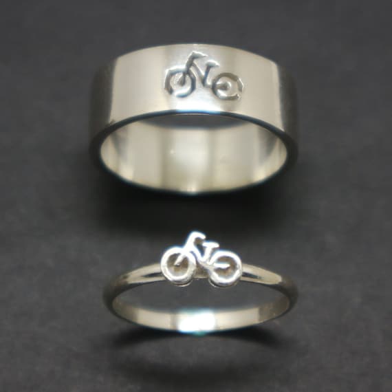 Bicycle Promise Ring for Couple Bike Jewelry His and Her Matching