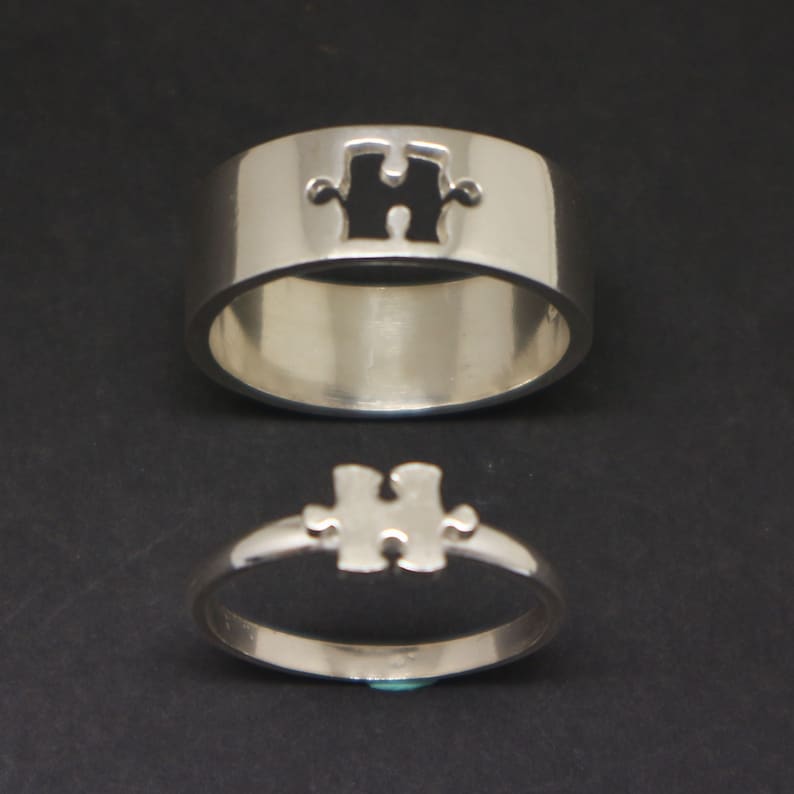 Puzzle Promise Ring for Couple Jigsaw Jewelry His and Her Etsy