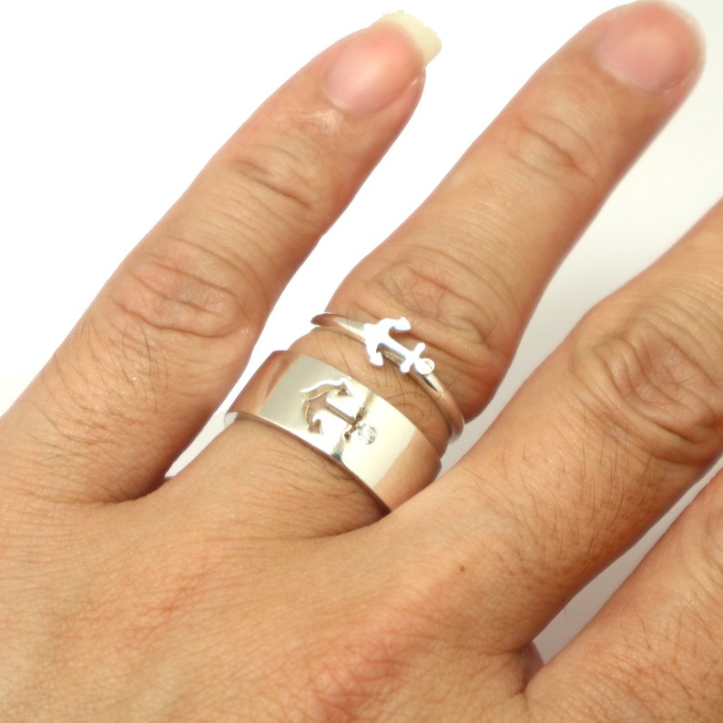 Anchor Couple Set Promise Ring Anchor Jewelry Nautical Etsy