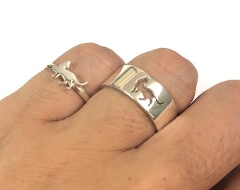 Silver Cat Ring for Best Friends: Personalized Custom Engraved Name, Pet Animal Jewelry