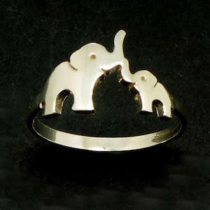 Mother Daughter Small Cute Elephant Ring - Expected Mother, Mom and Mommy Gift, Mother and Child Ring